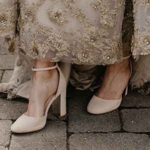 Lulu's Laura Light Nude Suede Ankle Strap Heels